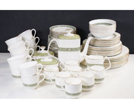 Large collection of Royal Doulton 'Rondelay' H5004 green ground pattern tableware to include plates, tea and dinner service e