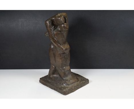 Ernest Ullman bronze 'lovers' sculpture on square base, hand signed and numbered ER19302 to base, H 37cm