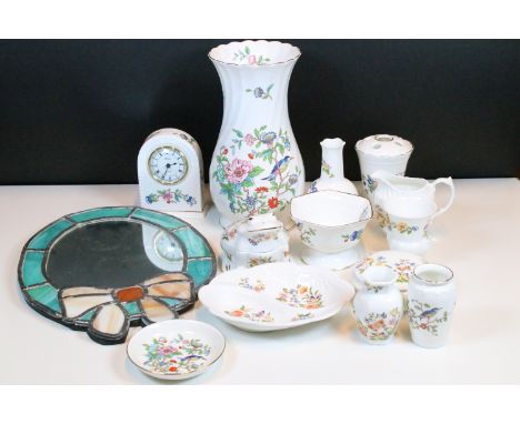 Selection of Aynsley china in 'Pembroke' and Cottage Garden' Patterns to include tall vase, H 25.5cm, trinket trays, small va