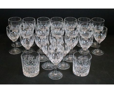 Stuart crystal Glencoe pattern - twenty two cut crystal wine glasses together with two whisky tumblers (1 box)