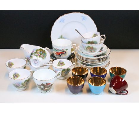 Assortment of tea cups and saucers to include Royal Vale, Royal Doulton and Copenhagen 'Confetti' examples, etc (1box)
