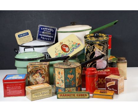Collection of mid 20th century vintage advertising tins to include Peak Frean &amp; Co, Oxo, Queen Elizabeth II 1953 Coronati