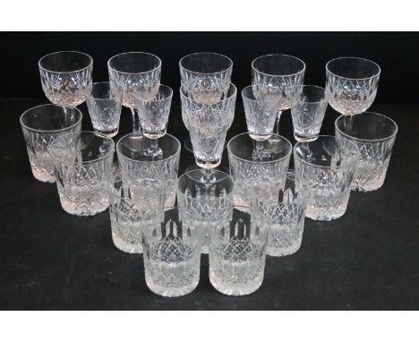 Thomas Webb cut crystal glasses to include whisky tumblers, wine and liqueur glasses (1 box)
