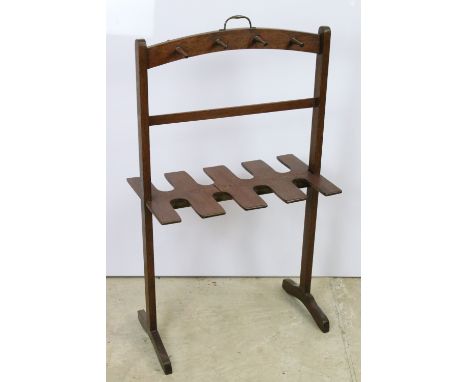 George III mahogany whip and boot stand with eight hooks and recesses for four pairs of boots, with gilt brass handle, 96cm h