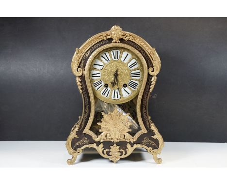 A Louis XV ‘Boulle’ mantel clock by Villard à Paris, 18th century, the movement signed and numbered 1199, the case applied wi