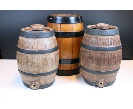 Breweriana - Pair of Somerset Taunton Cider Co Ltd ceramic barrel dispensers, H 28cm together with a small wooden open top di
