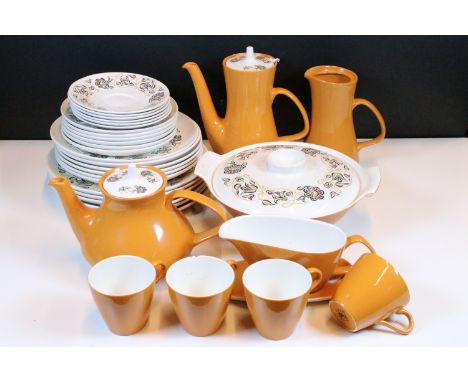Mid 20th century Poole Pottery 'Desert Song' dinner and tea service set to include teapot, coffee pot, tureen, plates, etc (2