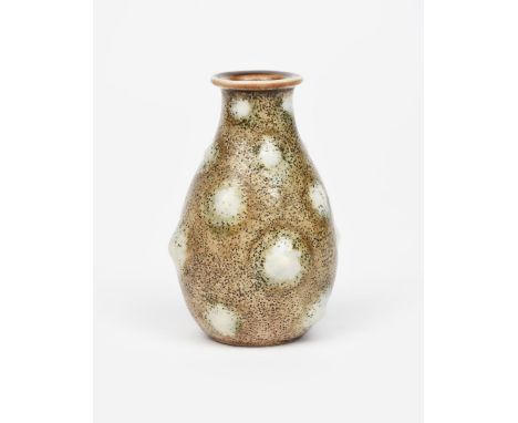 A Martin Brothers stoneware gourd vase by Edwin and Walter Martin,  dated 1902, ovoid with modelled with warts glazed in a pi