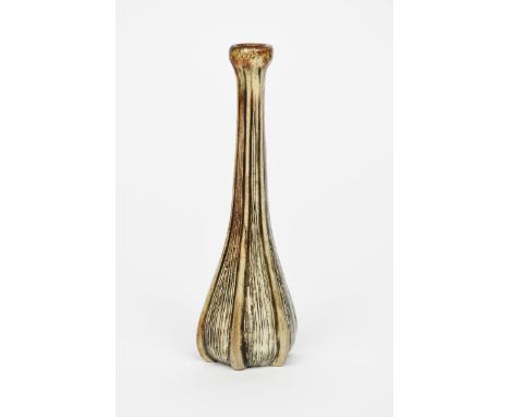 A Martin Brothers stoneware gourd vase by Edwin and Walter Martin, dated 1901, ovoid with tapering with tall tapering neck wi