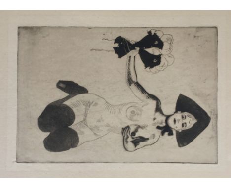 •LOUIS LEGRAND (1863-1951) MARCHE AUX POMMES Two etchings, of the first and the second state, and another of six portrait stu