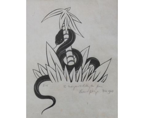 •ROBERT GIBBINGS (1889-1958) TEN WOOD ENGRAVINGS to comprise small vignettes (a bird, a duck, resting cattle, a serpent aroun