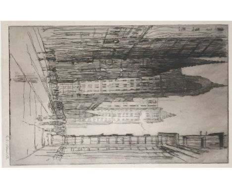 EDWARD SHEPHERD HEWITT (American, 1877-1962) NEW YORK Etching, signed 27.5 x 17.5cm.;  with a lithograph by George Schreiber,