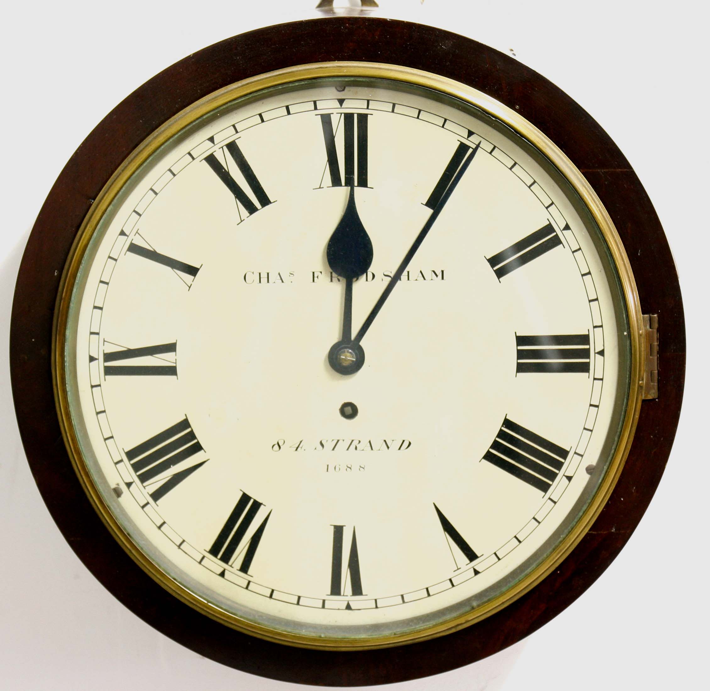 MAHOGANY CASED WALL CLOCK, mid 19th century, the 11 1/2