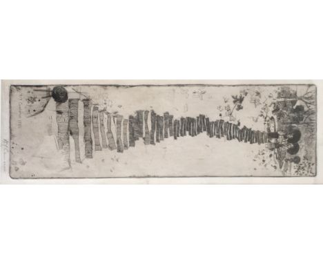 SIR DAVID YOUNG CAMERON, RA, RSA, RWS (1865-1945) THE STEPS (R.31) Etching, 1892, signed in pencil 25 x 7.5cm. Exhibited: As 