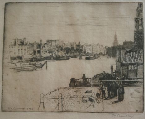 •NINE ETCHINGS to include signed examples by Sir Frank Brangwyn, Charles W. Cain, Sir David Young Cameron [see illus.], E. Bo