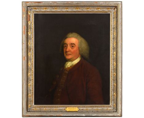 JOSEPH WRIGHT OF DERBY, ARA (1734-1797) PORTRAIT OF JOHN STAFFORD (d.1779) Half length, wearing a dark red coat and waistcoat