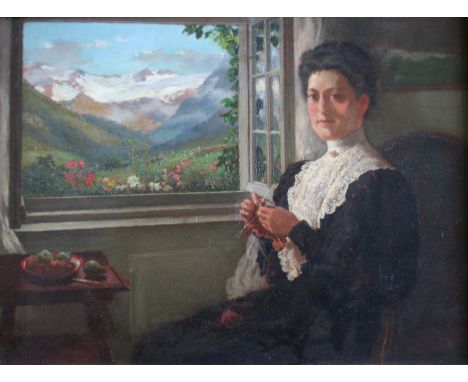 ATTRIBUTED TO WILLIAM SMALL (1843-1929) PORTRAIT OF A LADY, TRADITIONALLY IDENTIFIED AS LIZZIE DENT, IN SWITZERLAND, THE DAUG