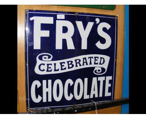 An antique enamel advertising sign for Fry's Chocolate - 52cm x 52cm CONDITION REPORTsigns of rust as shownCondition disclaim