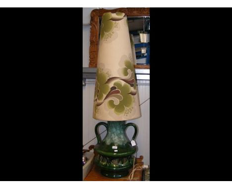 A vintage West German fat lava lamp with shade - overall height 130cms