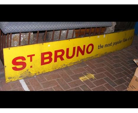 An old St Bruno enamel advertising sign - 275cm x 40cm 