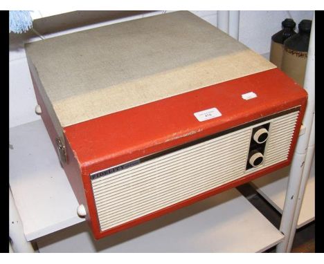 A Fidelity solid state vintage record player in red and cream