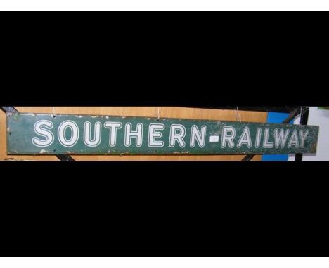 An old enamel Southern Railway sign - 132cm x 12cm 