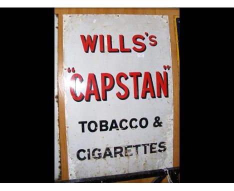 An antique Wills's 'Capstan' Cigarette enamel advertising sign - 90cm x 60cm 