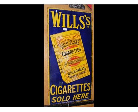 An antique Wills's Cigarette enamel advertising sign - 93cm x 46cm 