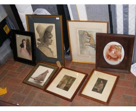 After HENRY WILKINSON - a Limited Edition print of greyhounds, framed and glazed together with other pictures