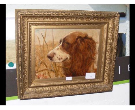An antique dog portrait - monogrammed bottom left for RICHARD MOSELEY - 17cm x 22cm 