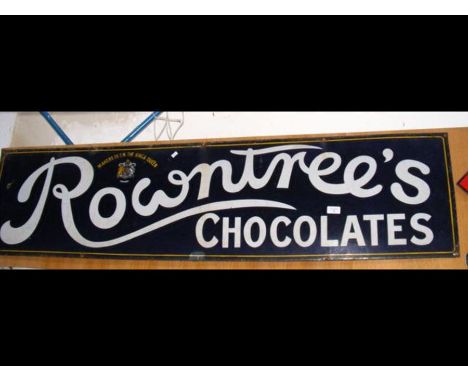 An antique enamel sign Rowntree's Chocolates - 152cm x 38cm CONDITION REPORTsigns of rust as shownCondition disclaimerOur tea