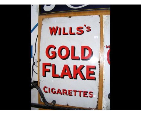 An antique Wills's Gold Flake Cigarette enamel advertising sign - 90cm x 60cm 