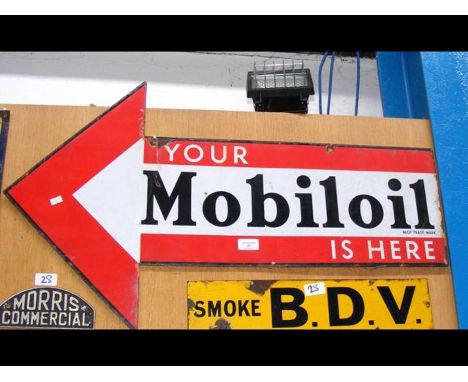 An antique Mobiloil enamel sign - 84cm long 