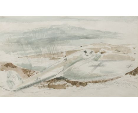 Paul Nash (British, 1889-1946), Raider on the Moors, colour lithograph, 1940, signed and titled in the plate, 34 by 54cm, fra