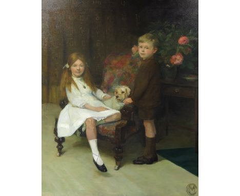 Cathleen S. Mann (British, 1896-1959), portrait of Joan Whitehead (b.1910) and Rufford Edward Whitehead (1912-1985), full len