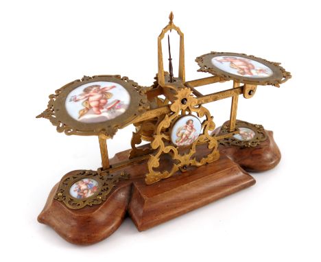 **AWAY - AR TO TAKE BACK TO VENDOR***S. Mordan &amp; Co, London, a set of gilt metal postal scales, 19th Century, bright cut 