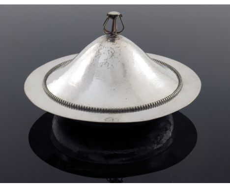 Charles Robert Ashbee for the Guild of Handicraft, an Arts and Crafts silver plated muffin dish, circa 1905, ogee domed lid w