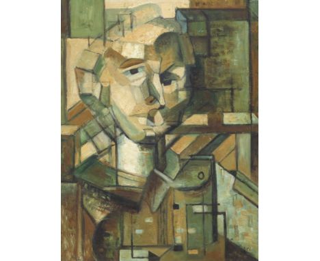 Frances John (British, 20th Century), Cubist Self Portrait, titled on Royal Institute Galleries label verso, oil on canvas, 4