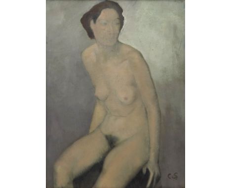 Chris Saijers (1901-1943), portrait a seated female nude, signed with initials l.r, signed and dated 1937 verso, oil on canva