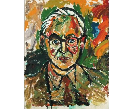 John Randall Bratby R.A. (British, 1928-1992), portrait of Nicholas Parsons, actor and presenter, bust length, signed l.l., o