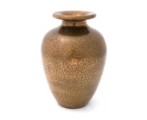 Edmund Harry Elton for Sunflower Pottery, an Elton Ware lustre vase, iridescent gilt crackle, ovoid shouldered form with ever