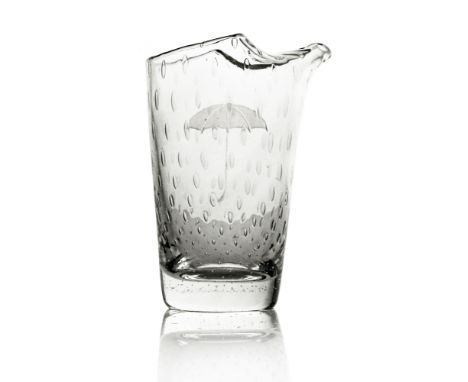 David Hammond for Thomas Webb and Sons, a Modernist glass martini mixer jug, circa 1950s, conical with folded lip, controlled