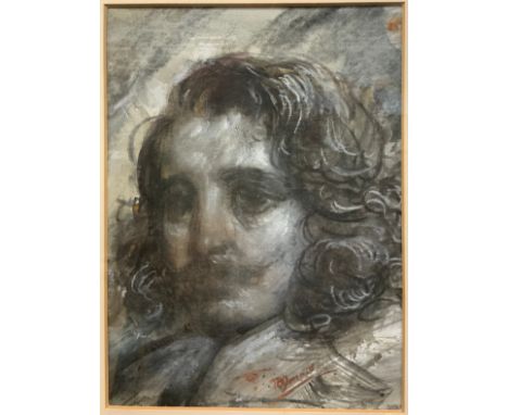 Thomas O'Donnell, Portrait of a gentleman, signed, chalk and watercolour, 25cm x 18cm. 