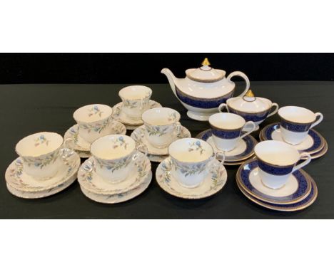 A Royal Albert Brigadoon teaset, for six;  Royal Doulton English Brocade part tea service inc tea pot, sucrier etc 