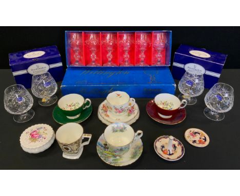 Teaware - Royal Crown Derby Blue Line Posies;  Aynsley;  Royal Albert Dovedale;  Royal Doulton Crystal glasses;  etc 