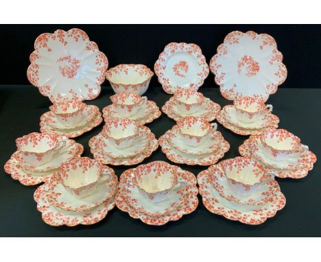 A late 19th century Foley part tea service, designed by Charles Wileman (pre-Foley chinaworks)comprising eleven cups, twelve 