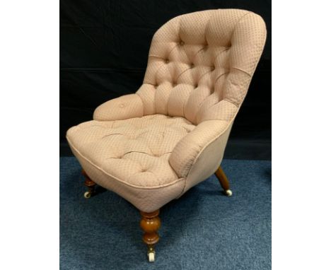 A Victorian mahogany nursing chair,  deep button back and seat, c.1870 