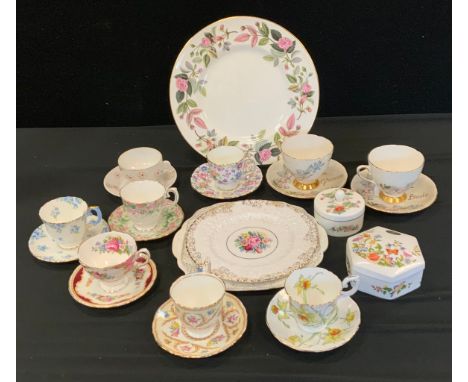 Ceramics: Royal Albert Lady Carlyle pattern tea cup and saucer;  others,  Crown Staffordshire;  Aynsley Cottage Garden trinke