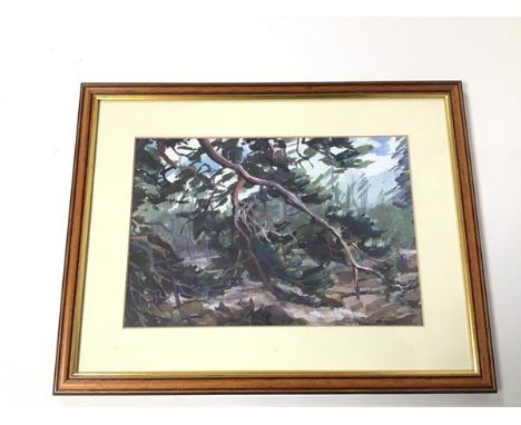 K. Russell, Within a Forrest, oil on paper, signed bottom right (18cm x 27cm)