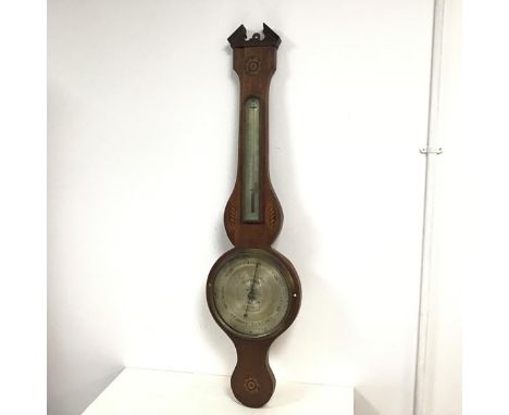 A late 18thc. banjo style barometer by inscribed Anthony Barnaschana, New Raod , Gravesend , the thermometer measuring from b